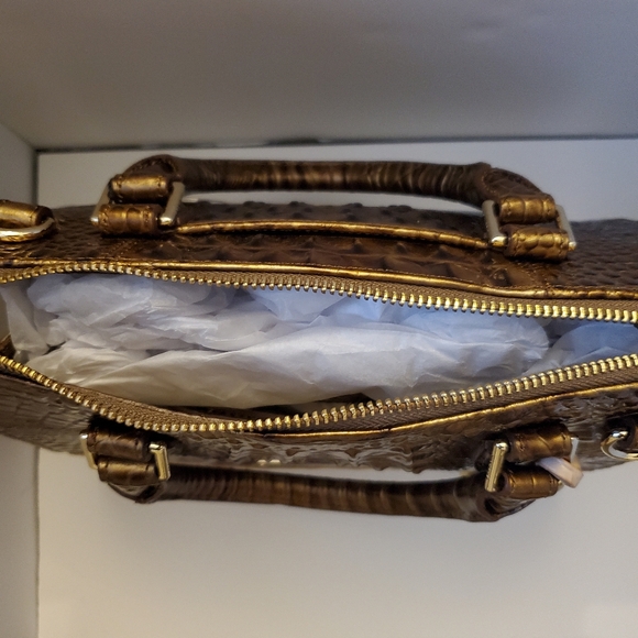 Brahmin Brown and Cream Crocodile Embossed Satchel - Picture 5 of 9